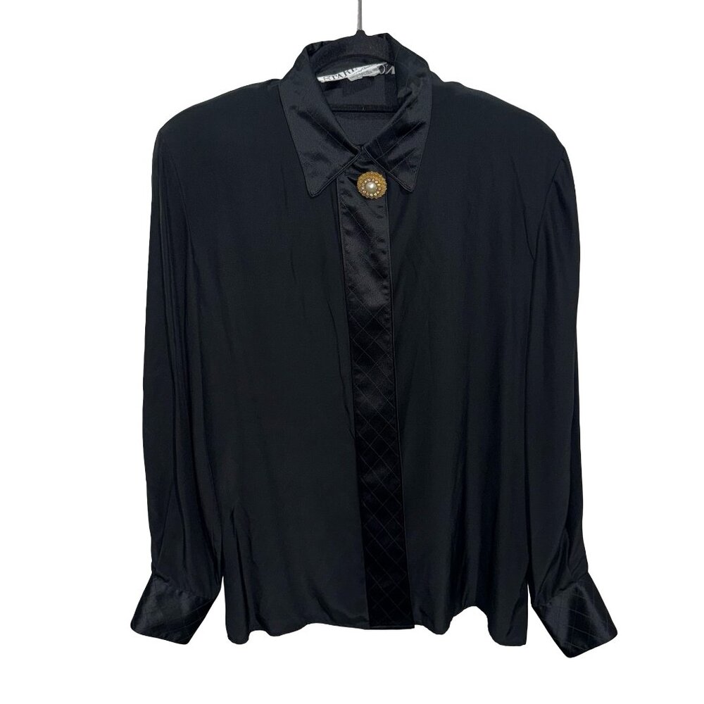 Starington Blouses by Charlotte VTG 100% Silk Long Sleeve Collar Blouse  Sz8